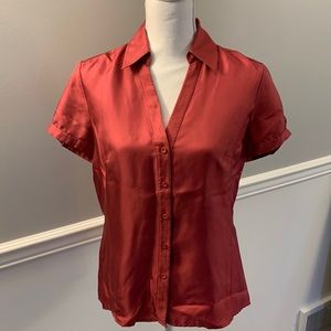 Silk Ann Taylor Short Sleeve Mauve Blouse Size 8